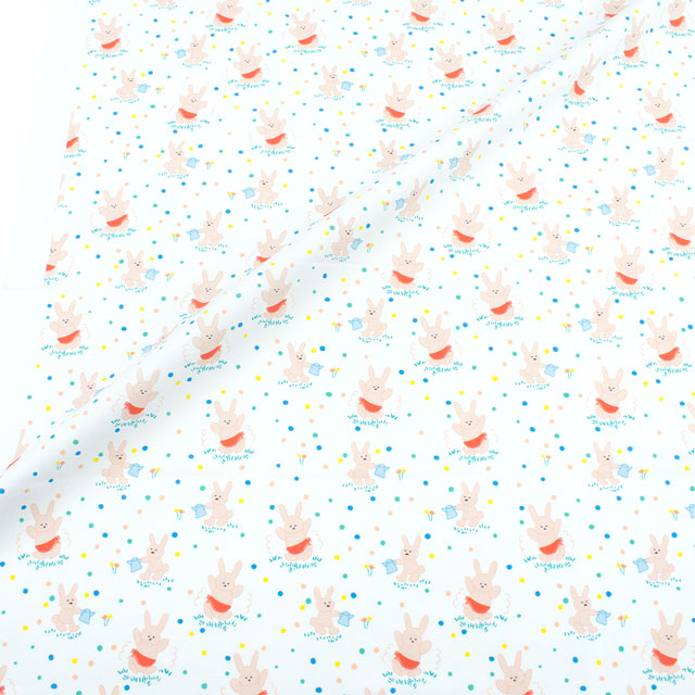 生地 FiN tex-フィンテックス- エプロンうさぎ 約140cm幅×50cmカット(OKF-031) 1WH.オフ 09Ae06_